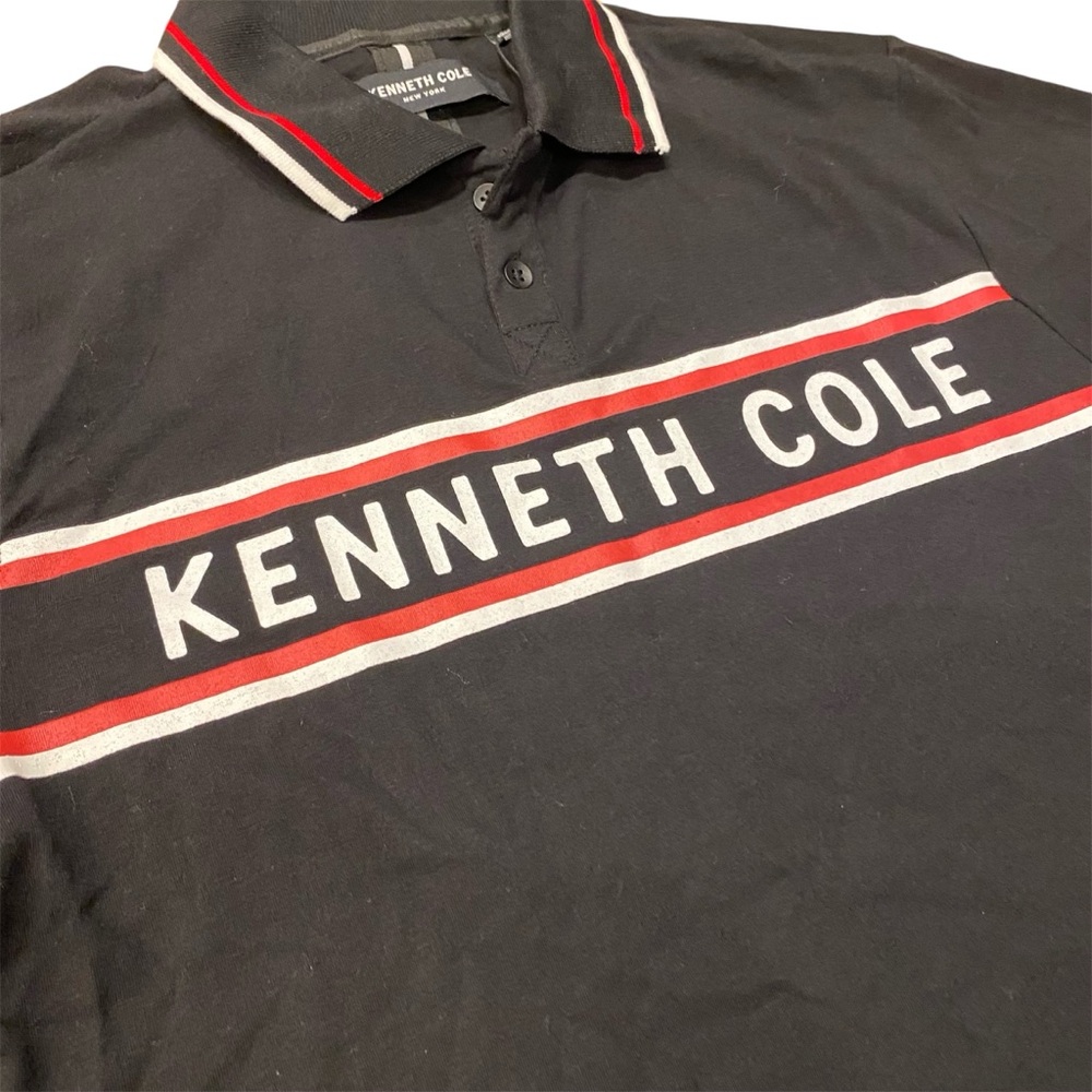 Kenneth Cole Typography Printed Polo Collar Slim Fit Cotton TShirt Men’s Size SM - Picture 7 of 11